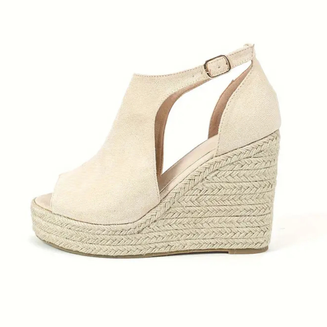 Sandalias de cuña para mujer con acabado elegante y diseño cubierto