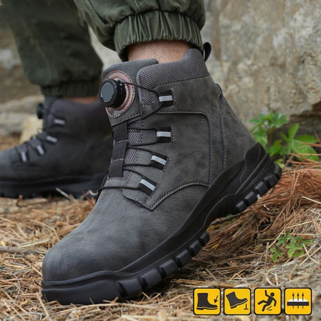 Zapatos de seguridad con puntera de acero y suela de goma antipinchazos para hombre