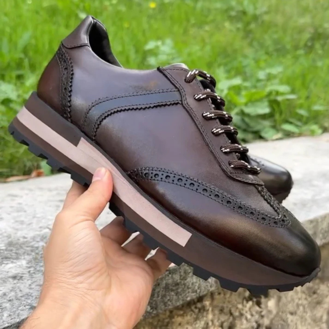 Zapatos deportivos casuales de cuero genuino retro para hombre