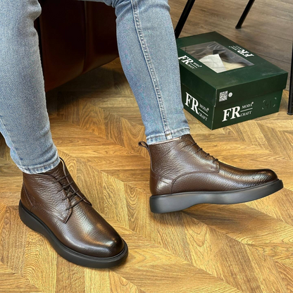 Botas en Cuero de Textura Rugosa para Hombre