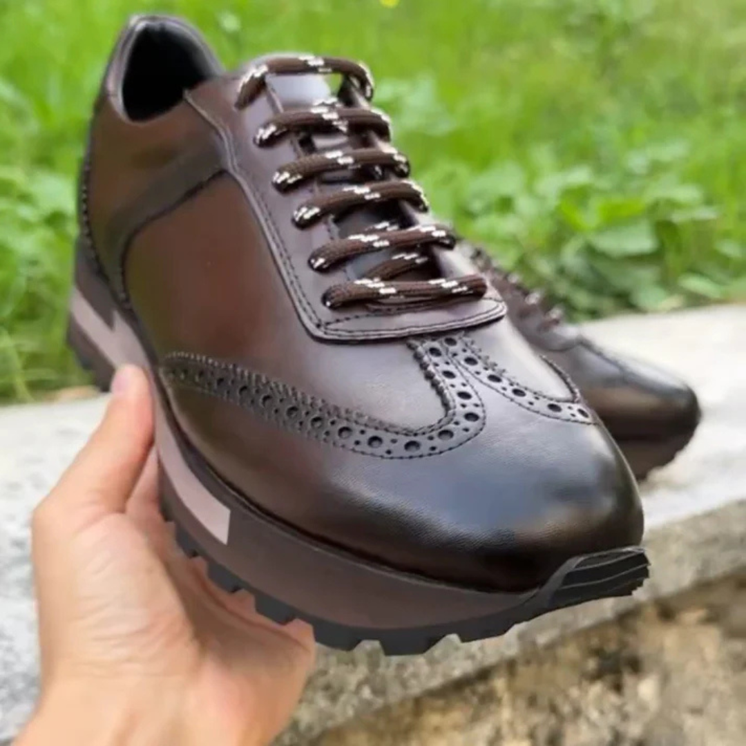 Zapatos deportivos casuales de cuero genuino retro para hombre