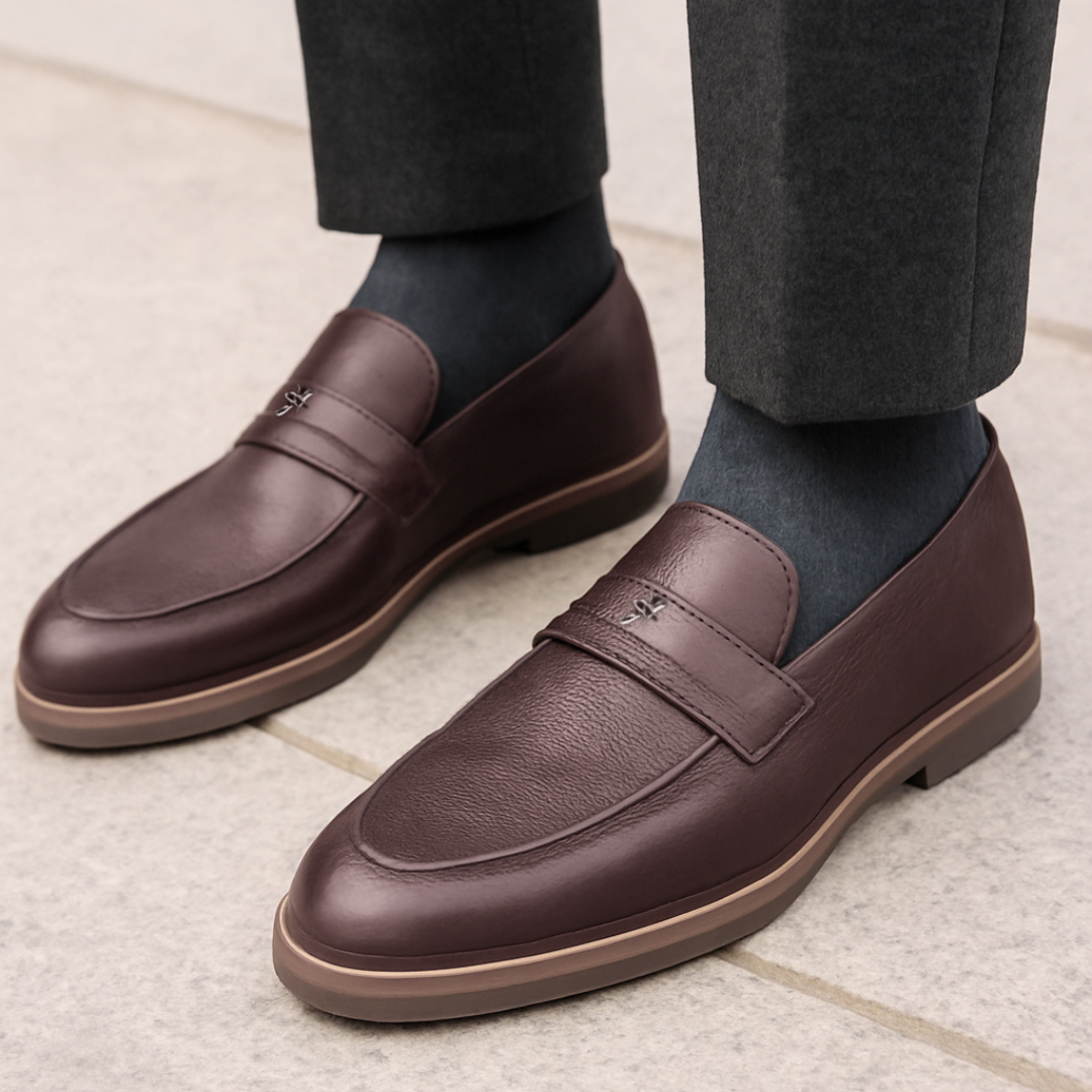 Mocasines de cuero con suelas ergonómicas para hombre