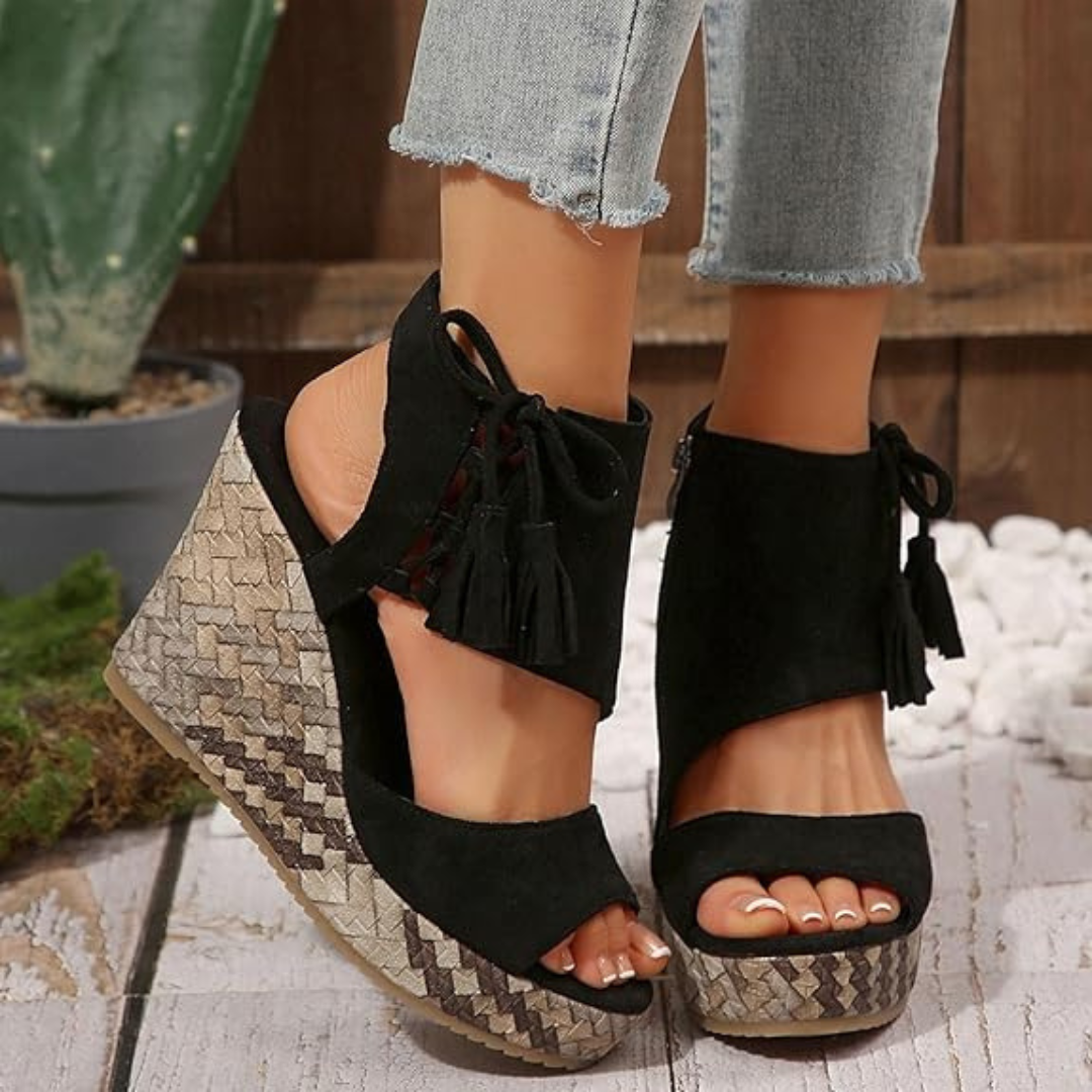 Sandalias de cuña con plataforma y punta abierta para mujer