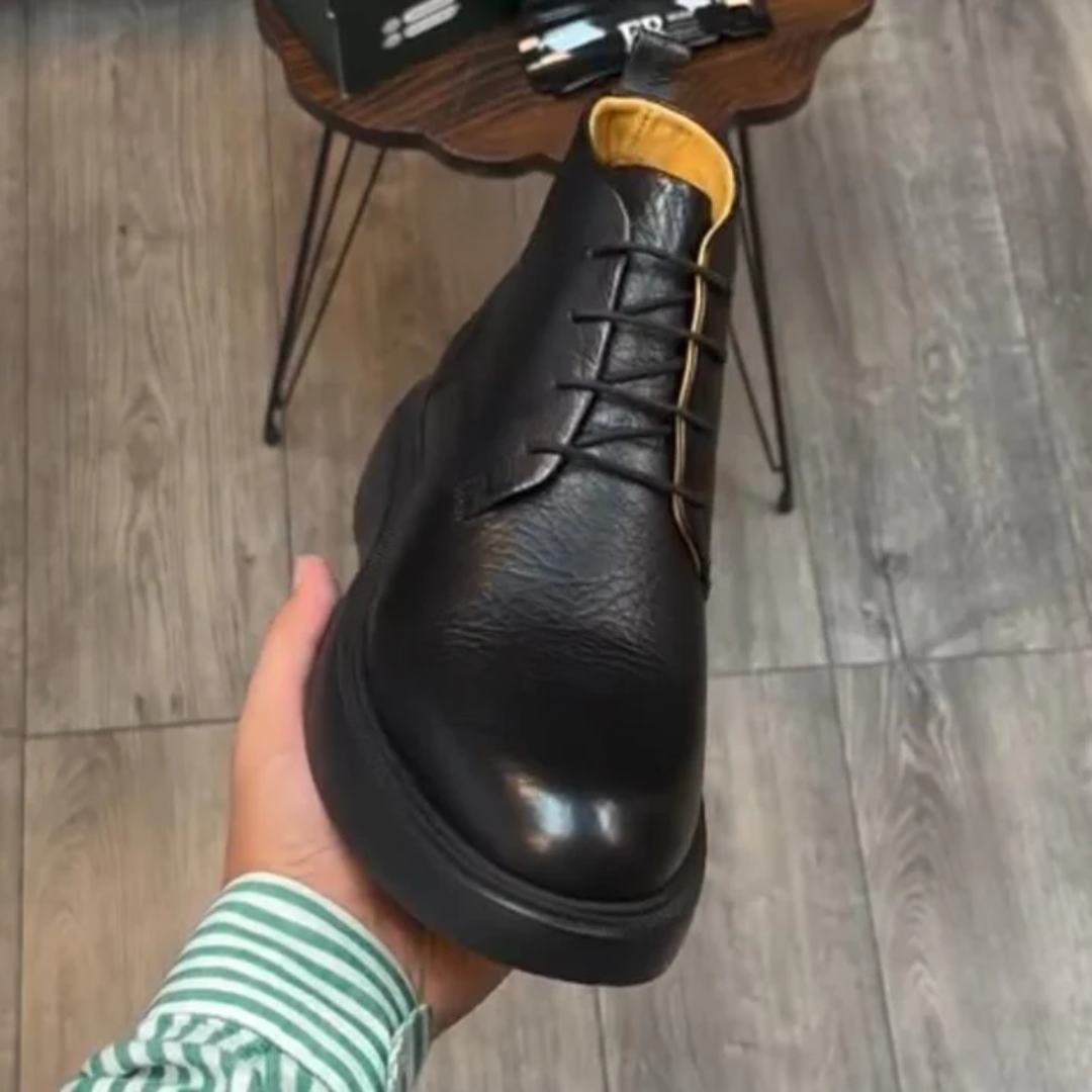 Botas en Cuero de Textura Rugosa para Hombre