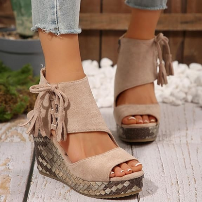 Sandalias de cuña con plataforma y punta abierta para mujer