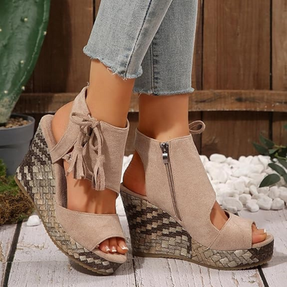 Sandalias de cuña con plataforma y punta abierta para mujer